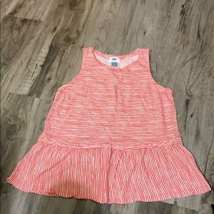 coral and white stripped tank top
